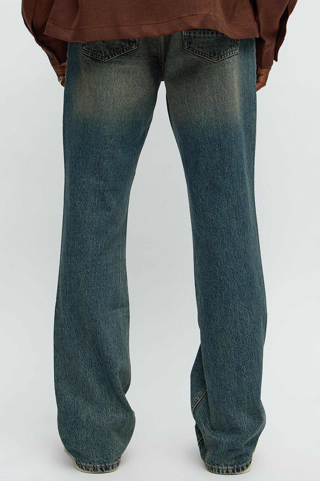 In The Middle Paneled Stacked Slim Flare Jeans - Vintage Blue Wash Product Image