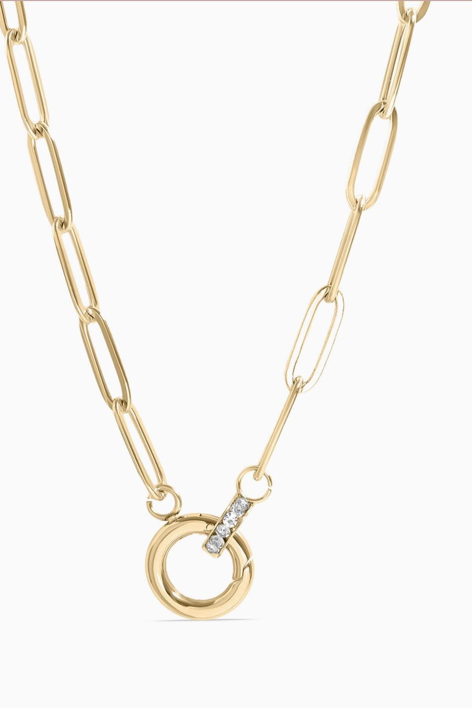 Charm Bar Paperclip Necklace with Rhinestone Carabiner Product Image