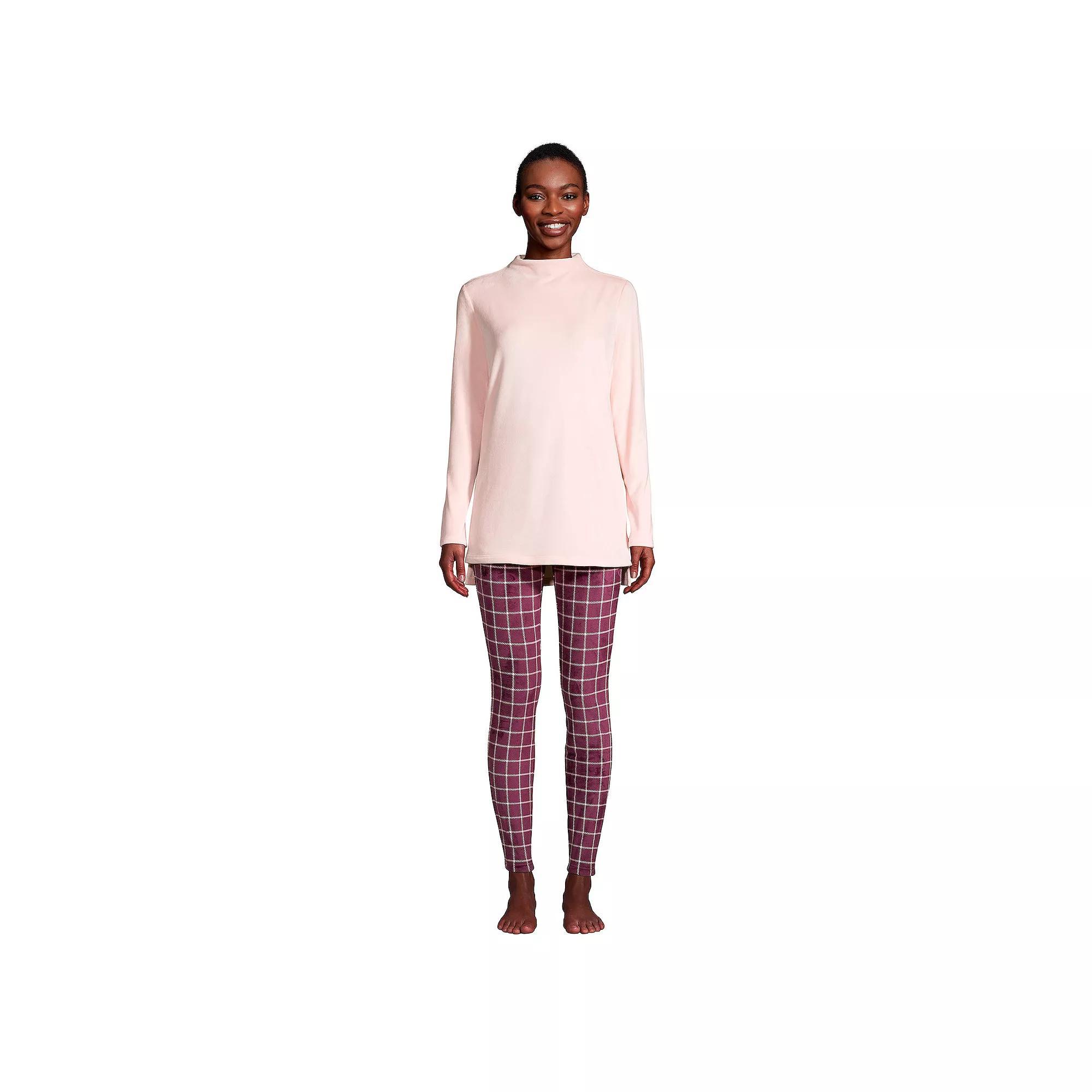 Women's Lands' End Cozy Long Sleeve Pajama Top & Pajama Leggings Set, Size: XX Small, Medallion Pink Product Image