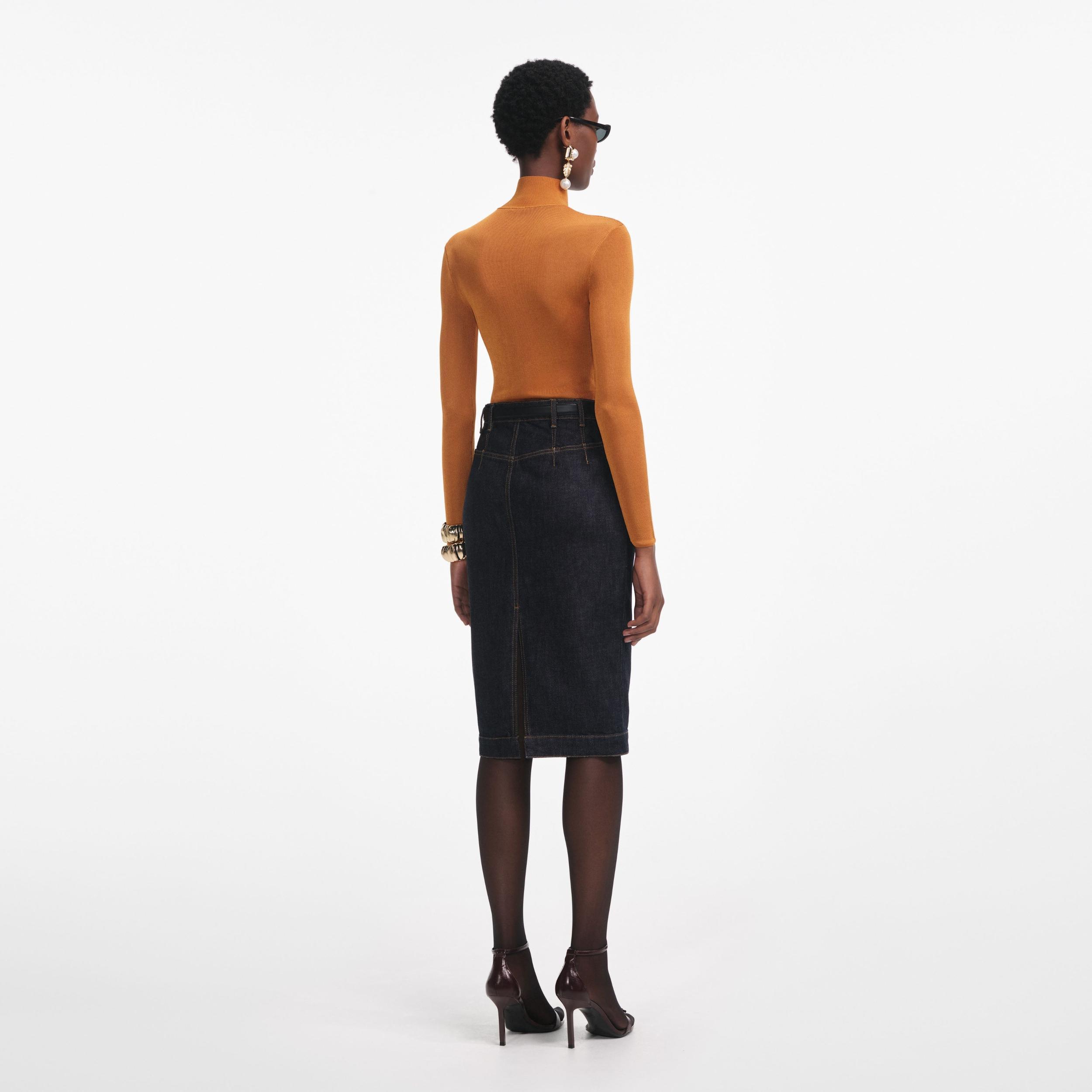 Burnt Orange Viscose Knit Top Product Image