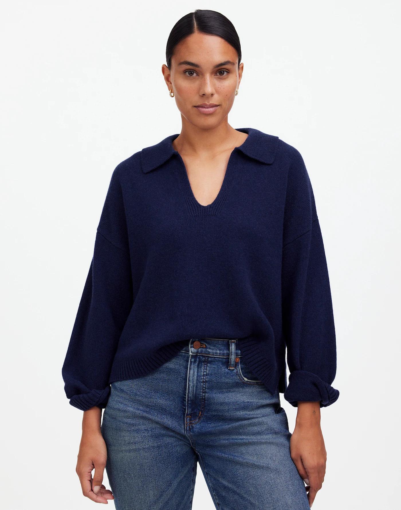 Cashmere-Wool Blend Polo Sweater Product Image