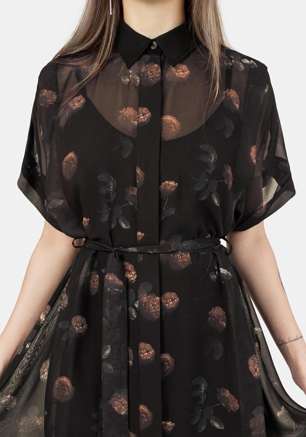 Monica Floral Chiffon Midi Shirt Dress Product Image