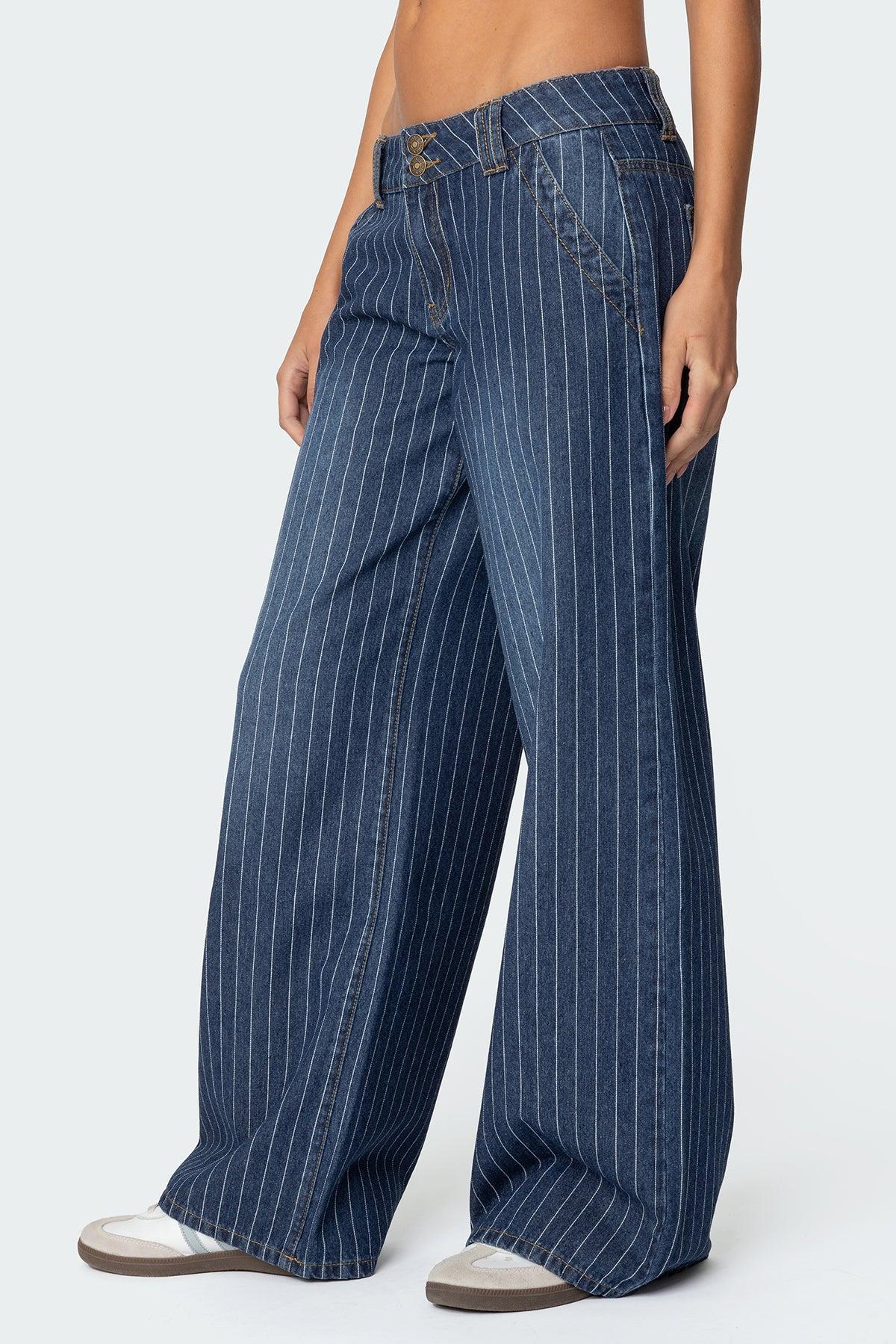 Cory Striped Low Rise Jeans Product Image
