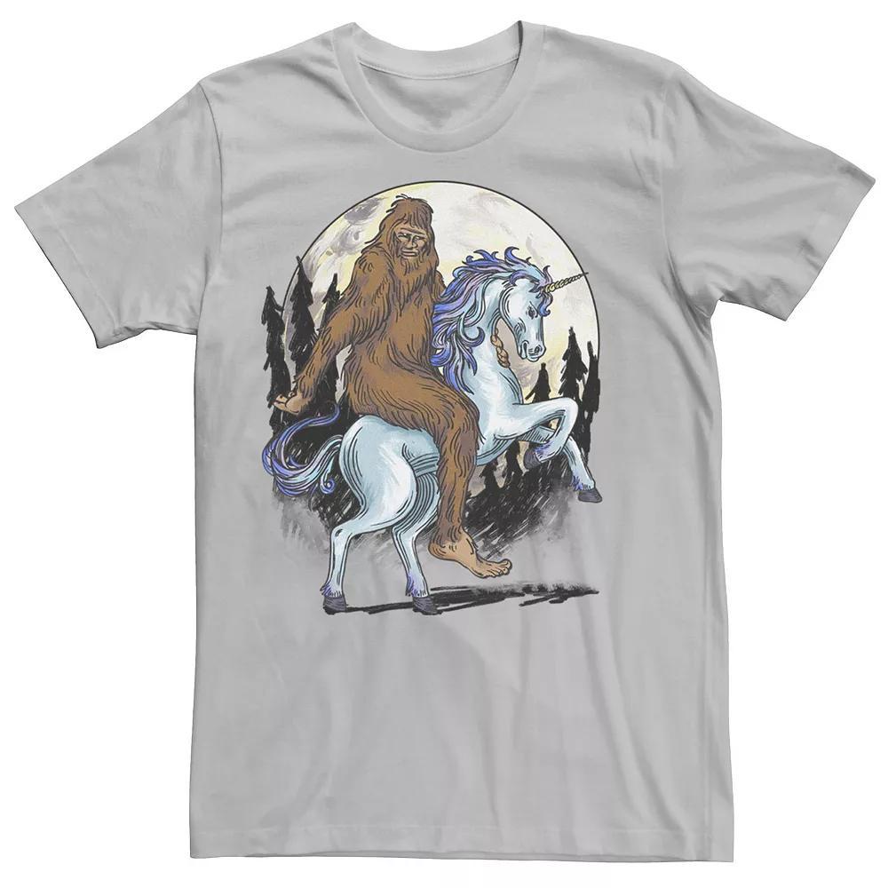 Big & Tall Big Foot On A Unicorn In The Moonlight Drawing Tee, Men's, Size: XL Tall, Grey Heather Product Image