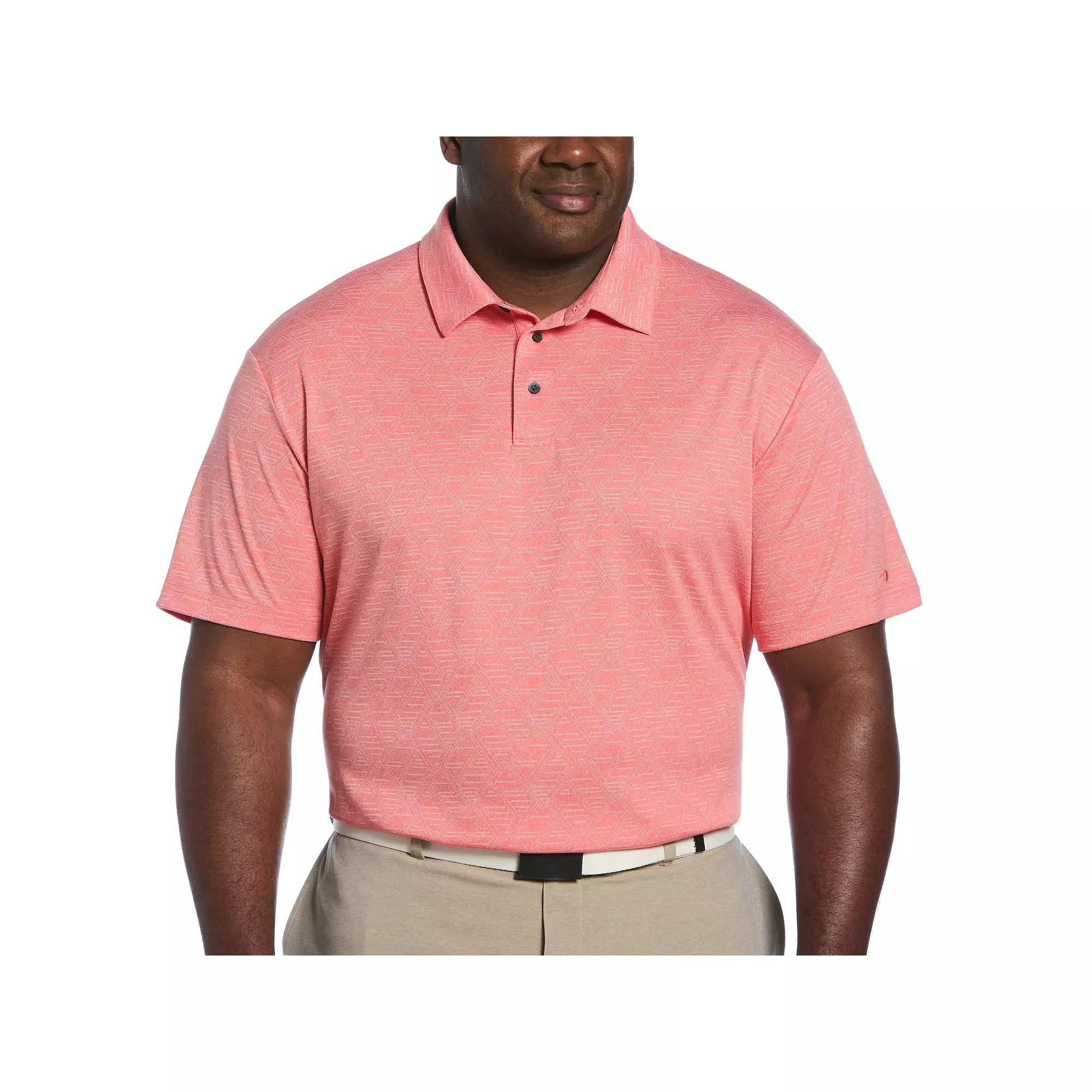 Big & Tall Grand Slam Jacquard Geo Short Sleeve Golf Polo Shirt, Men's, Size: 3XB, Pink Product Image
