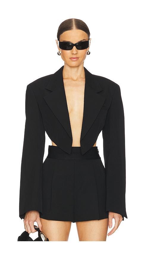 Cropped Blazer With Pointed Hem Alexander Wang Product Image