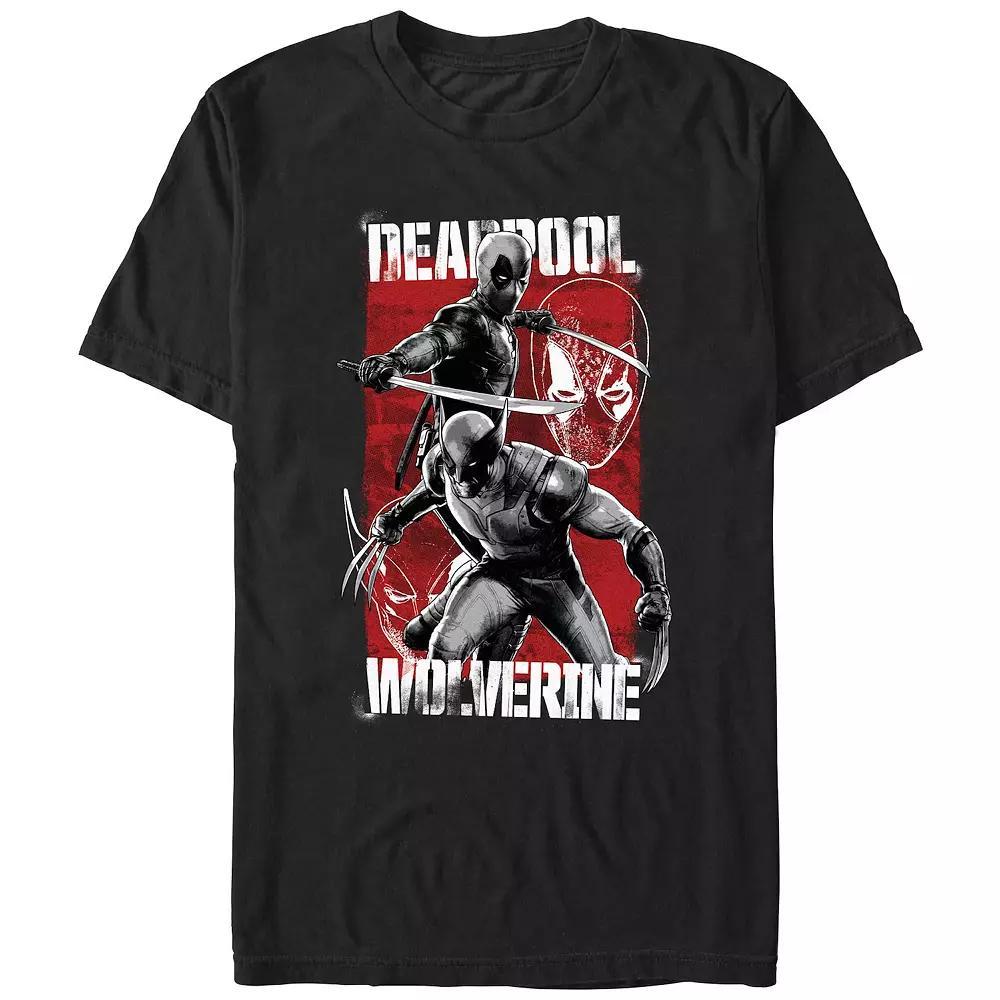 Men's Marvel Deadpool And Wolverine Red Poster Graphic Tee, Size: XL, Black Product Image