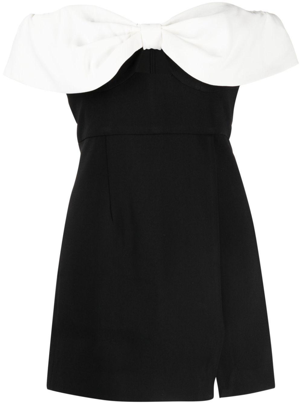 Bow-trim Off-shoudler Minidress In Black Product Image