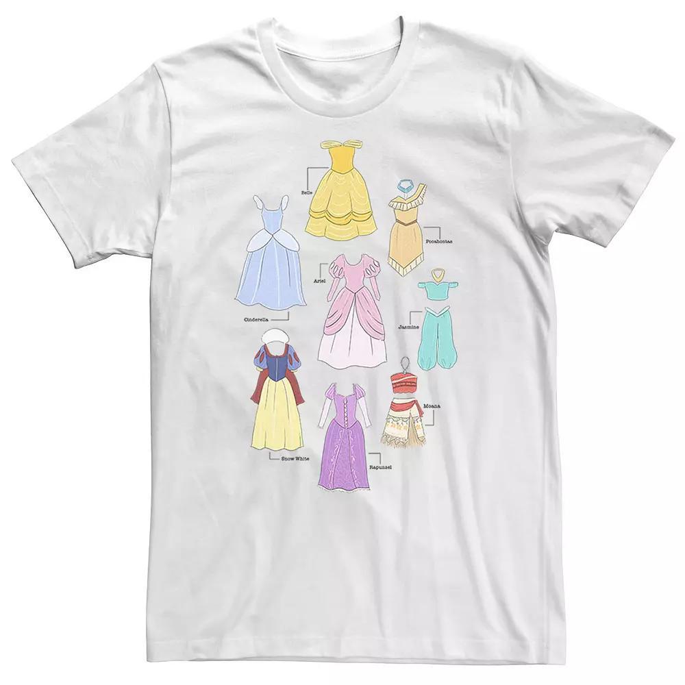 Big & Tall Disney Princess Textbook Dresses Tee, Men's, Size: 3XL, White Product Image