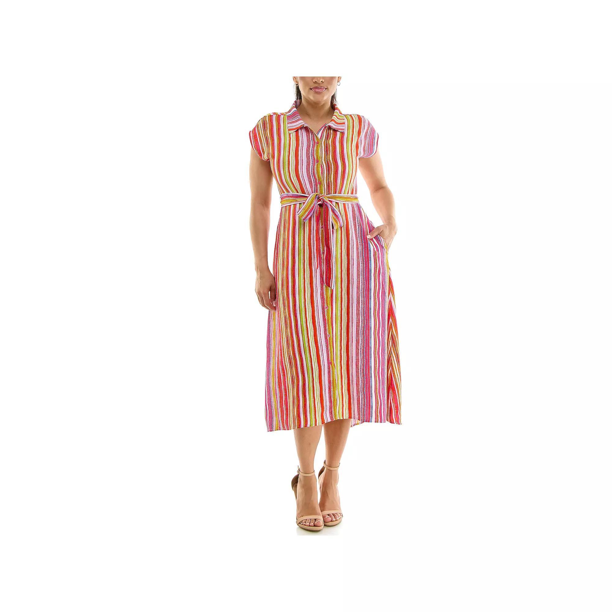 Womens Nina Leonard Collared Button Front Dress Blue Team Product Image