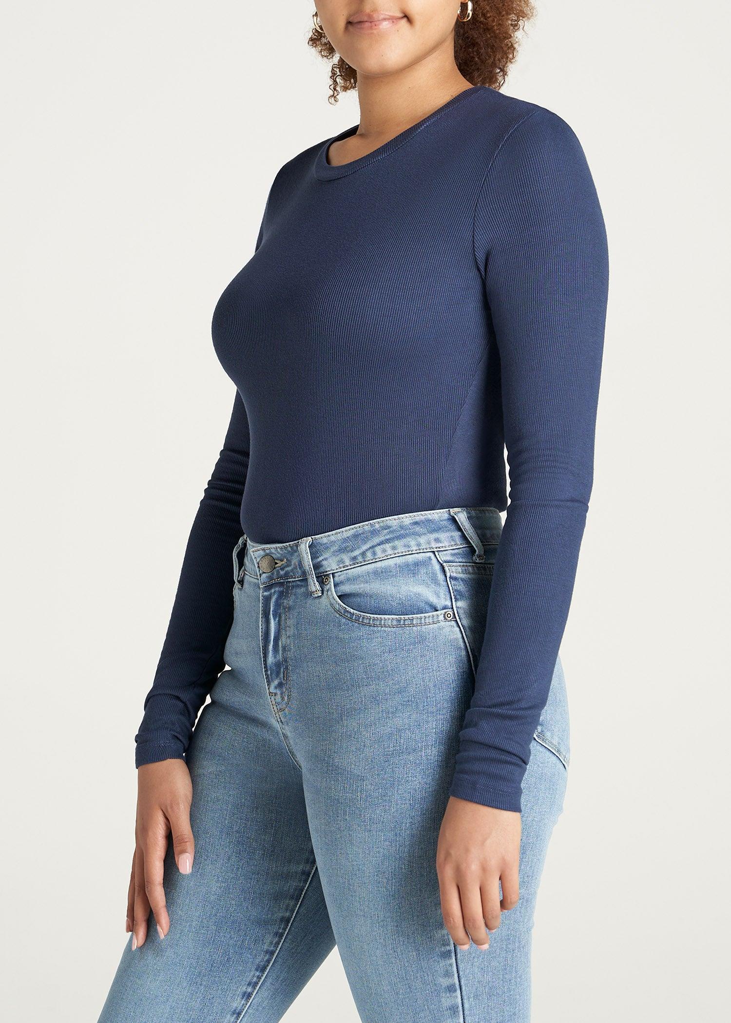 FITTED Ribbed Long Sleeve Tee for Tall Women in Emerald Product Image
