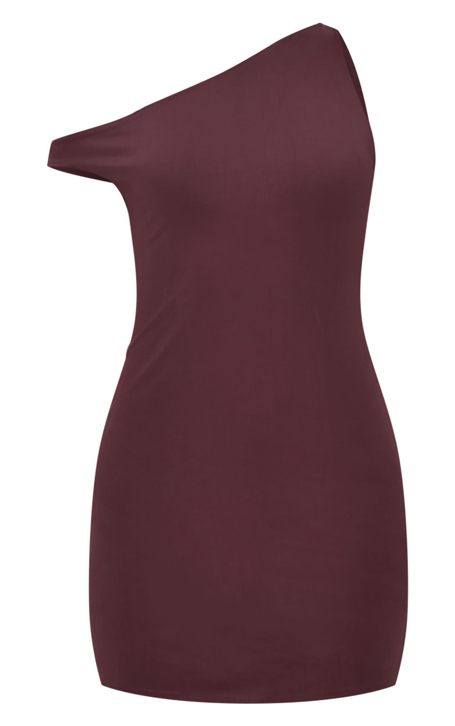 Chocolate Matte Asymmetric Mini Dress Product Image
