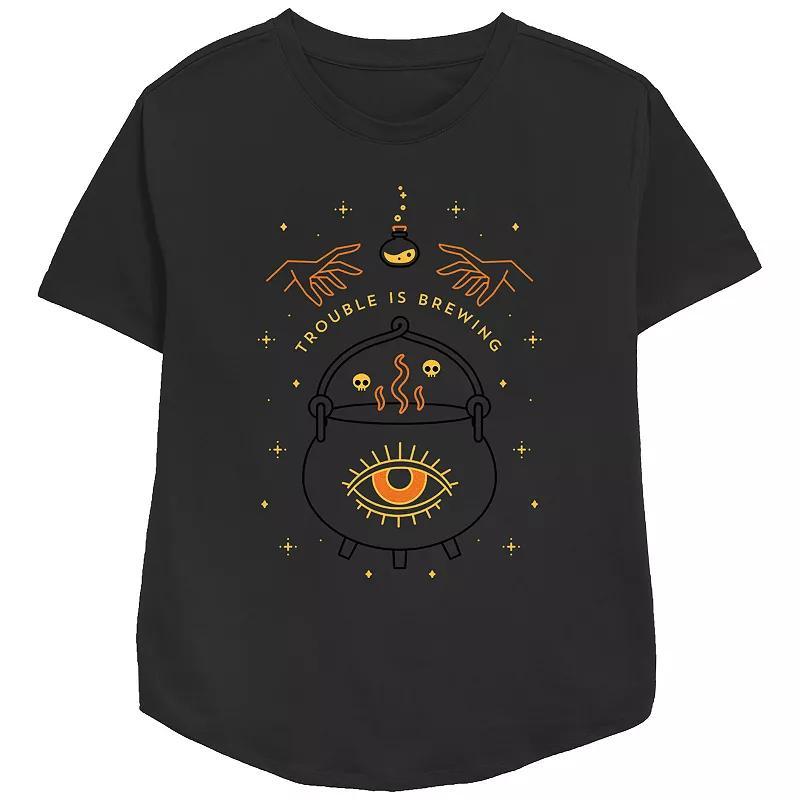 Disney's Hocus Pocus Trouble Is Brewing Women's Relaxed Fit Graphic Tee, Size: Large, Black Product Image