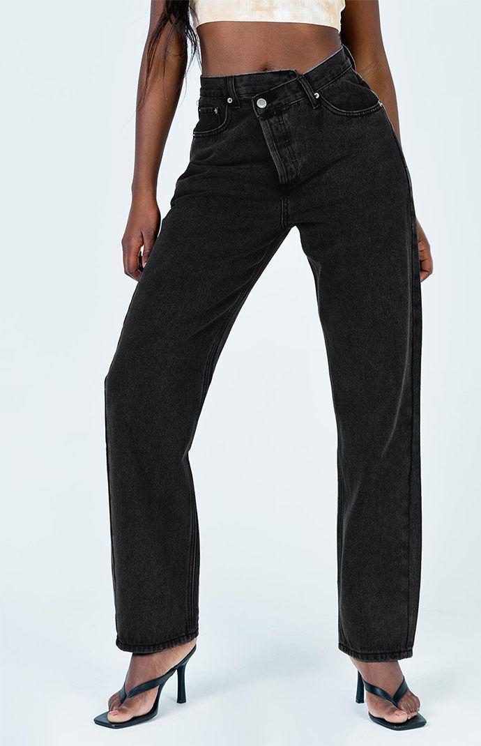 Princess Polly Womens Holly Asymmetrical Straight Leg Jeans - Product Image