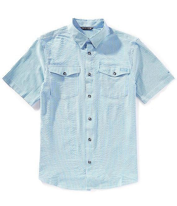 Drake Clothing Co. Short Sleeve The Frat BD Seersucker Strip Shirt Product Image