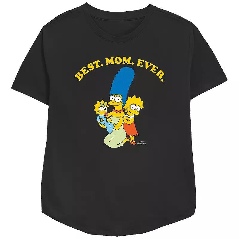 Women's The Simpsons Marge Best Mom Ever Relaxed Fit Graphic Tee, Size: XS, Black Product Image