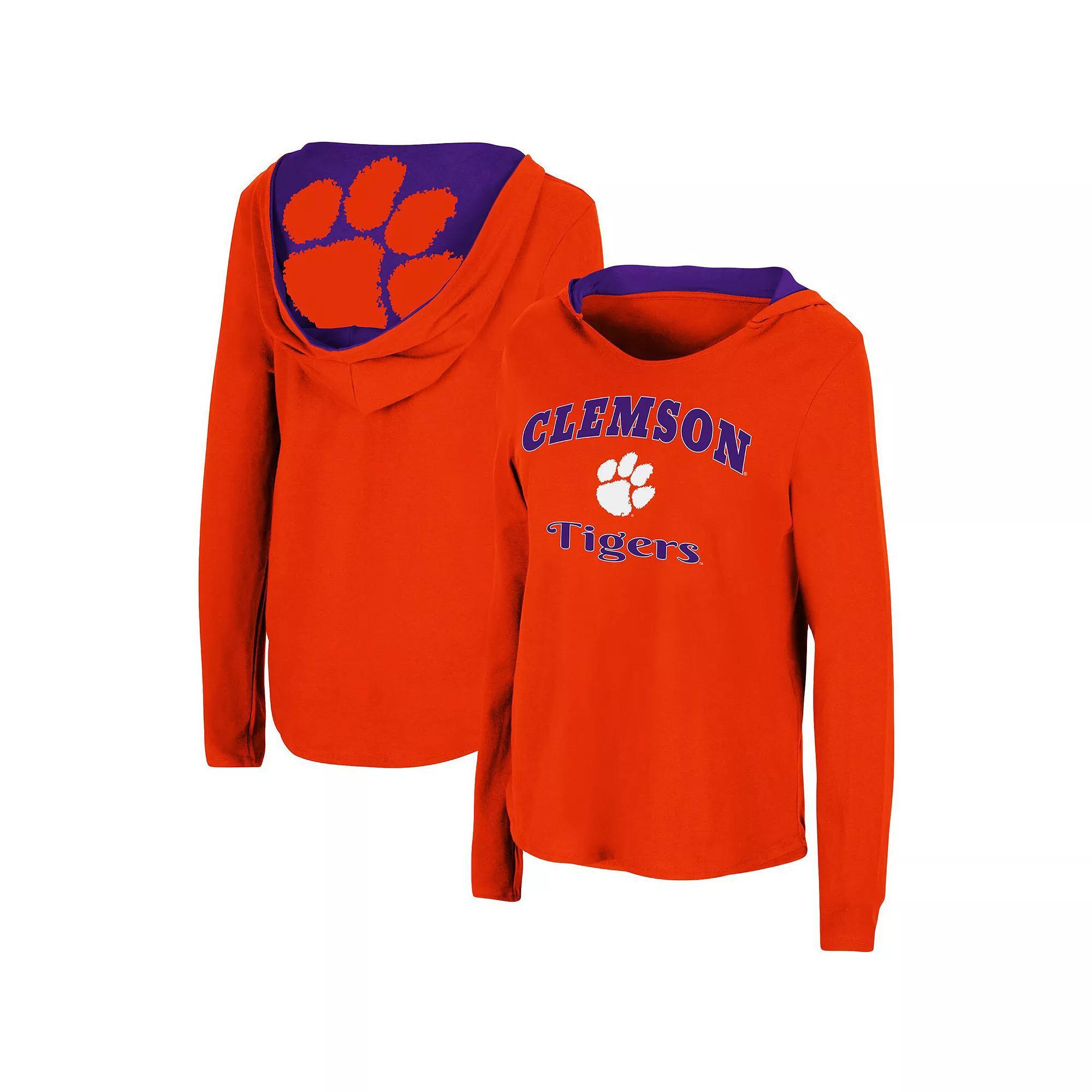 Women's Colosseum Orange Clemson Tigers Catalina Hoodie Long Sleeve T-Shirt, Size: Small Product Image