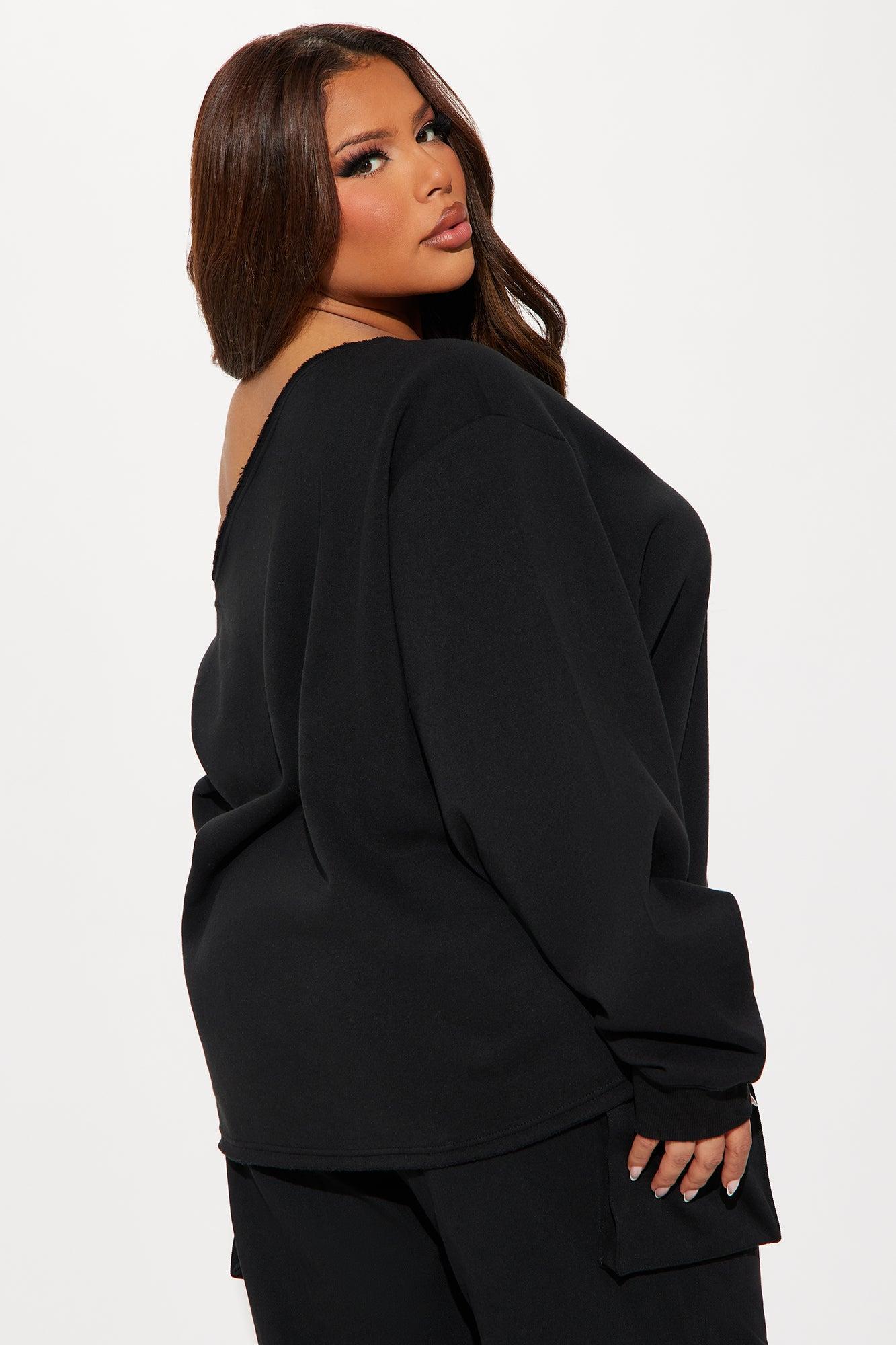 Von Dutch Off Shoulder Sweatshirt - Black Product Image