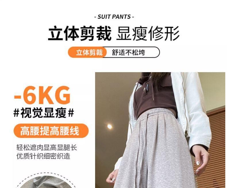 Drawstring Waist Plain Wide Leg Pants (Various Designs) Product Image