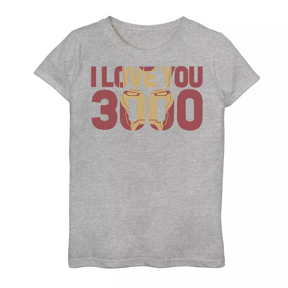Girls 7-16 Marvel Avengers Endgame Iron Man "I Love You 3000" Mask Fill Tee, Girl's, Size: Small, Athletic Grey Product Image