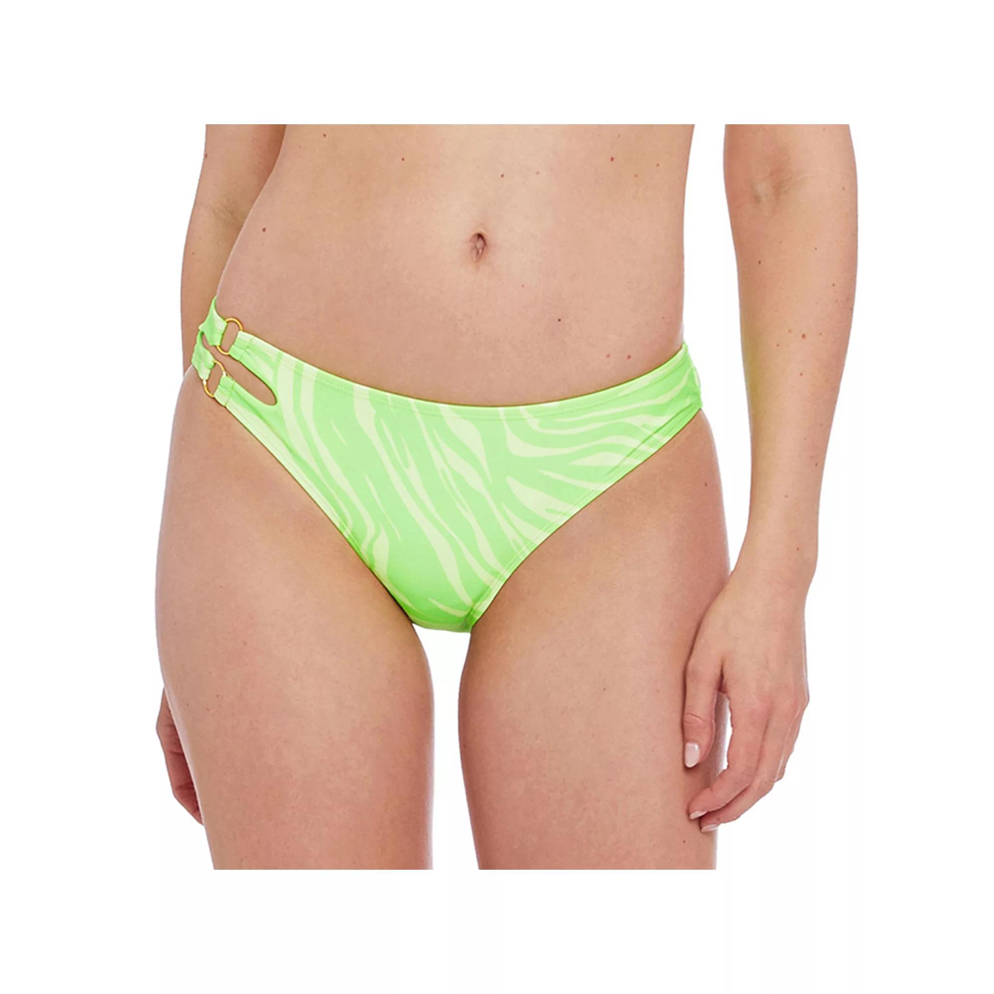 Juniors' Cyn & Luca Side-Ring Cut-Out Bikini Bottoms, Women's, Size: Large, Citron Product Image