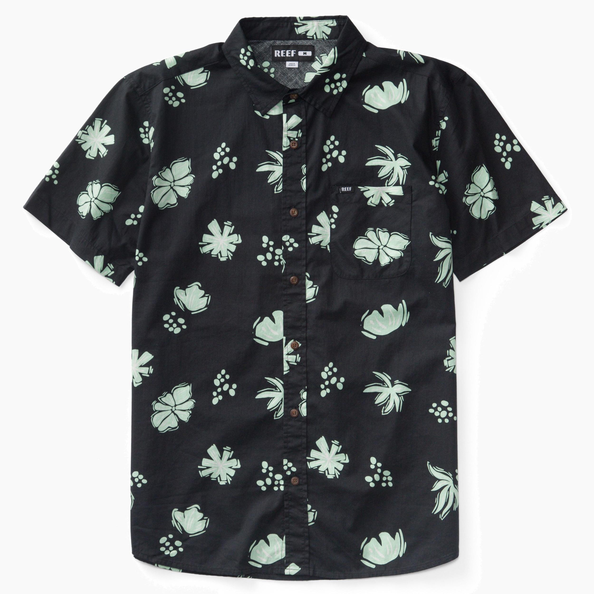 Men's REEF Short Sleeve Button-Down Shirt, Size: XL, Black Product Image