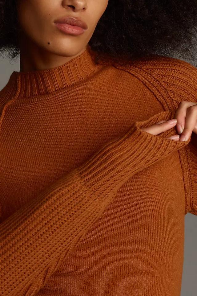Maeve Mock-Neck Raglan Ribbed Sleeve Pullover Sweater Product Image