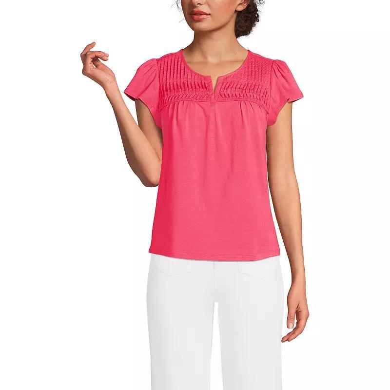 Women's Lands' End Lightweight Jersey Top, Size: Large, White Purple Product Image