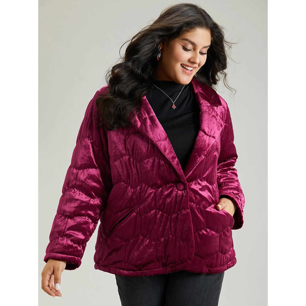 Plus Size Women Dailywear Plain Texture No stretch 14-16/1X Pocket Casual Cotton Jackets BloomChic Product Image