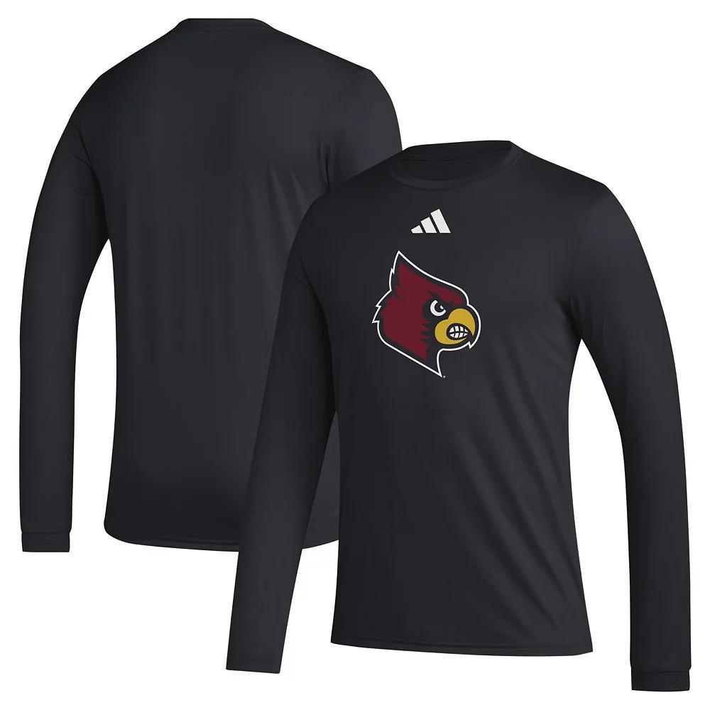 Men's adidas Black Louisville Cardinals Primary Locker Logo Pre-Game Long Sleeve T-Shirt, Size: 2XL Product Image