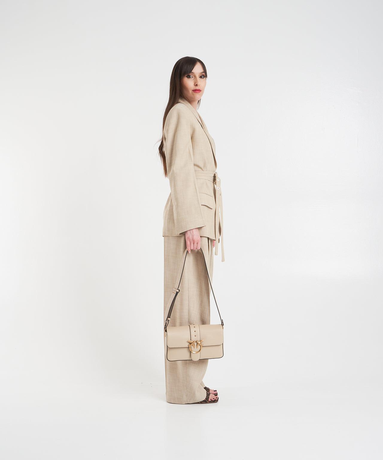 Oversize blazer with double waist belt Product Image