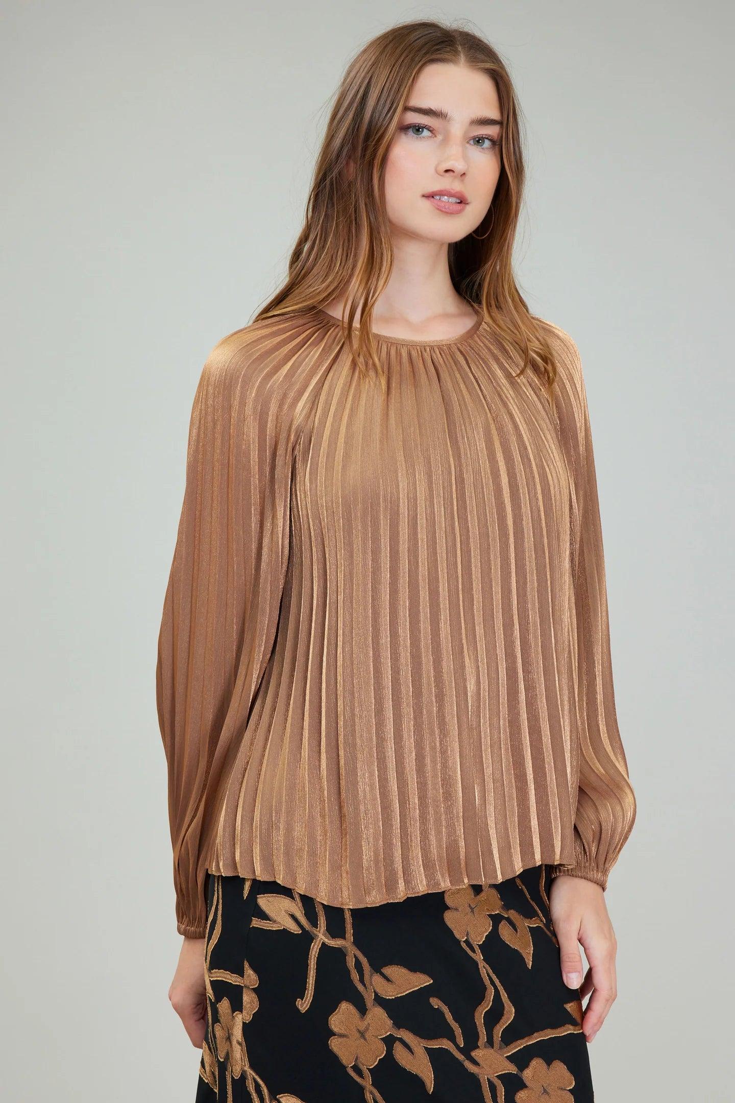 Long Sleeve Pleated Top Product Image