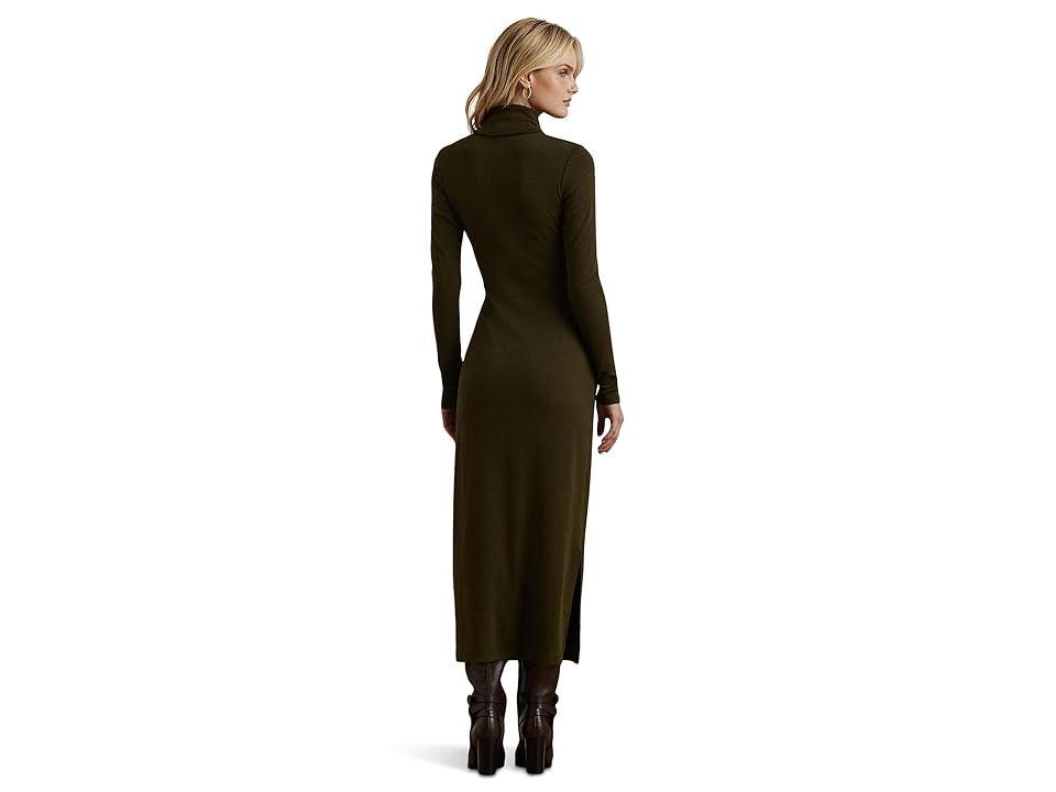 Lauren Ralph Lauren Tie-Front Turtleneck Sweater Dress (Botanic Green) Women's Dress Product Image
