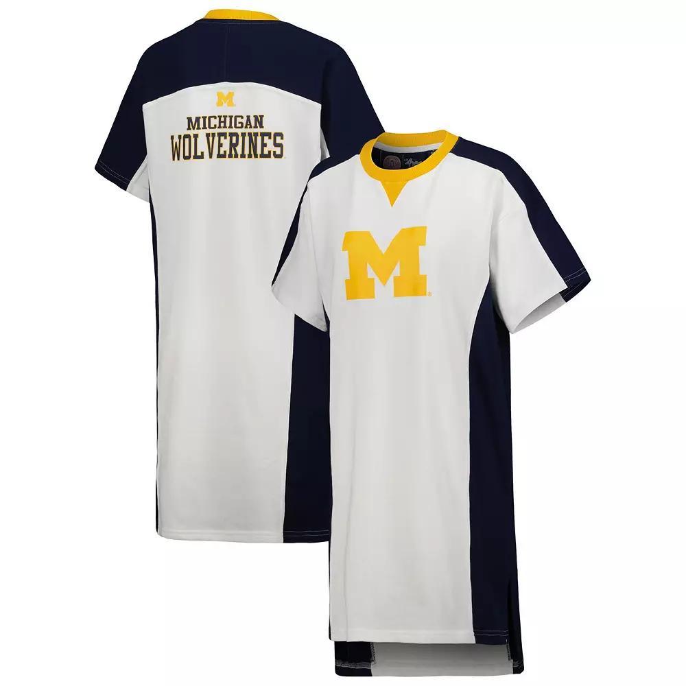 Women's G-III 4Her by Carl Banks White Michigan Wolverines Home Run T-Shirt Dress, Size: Small Product Image