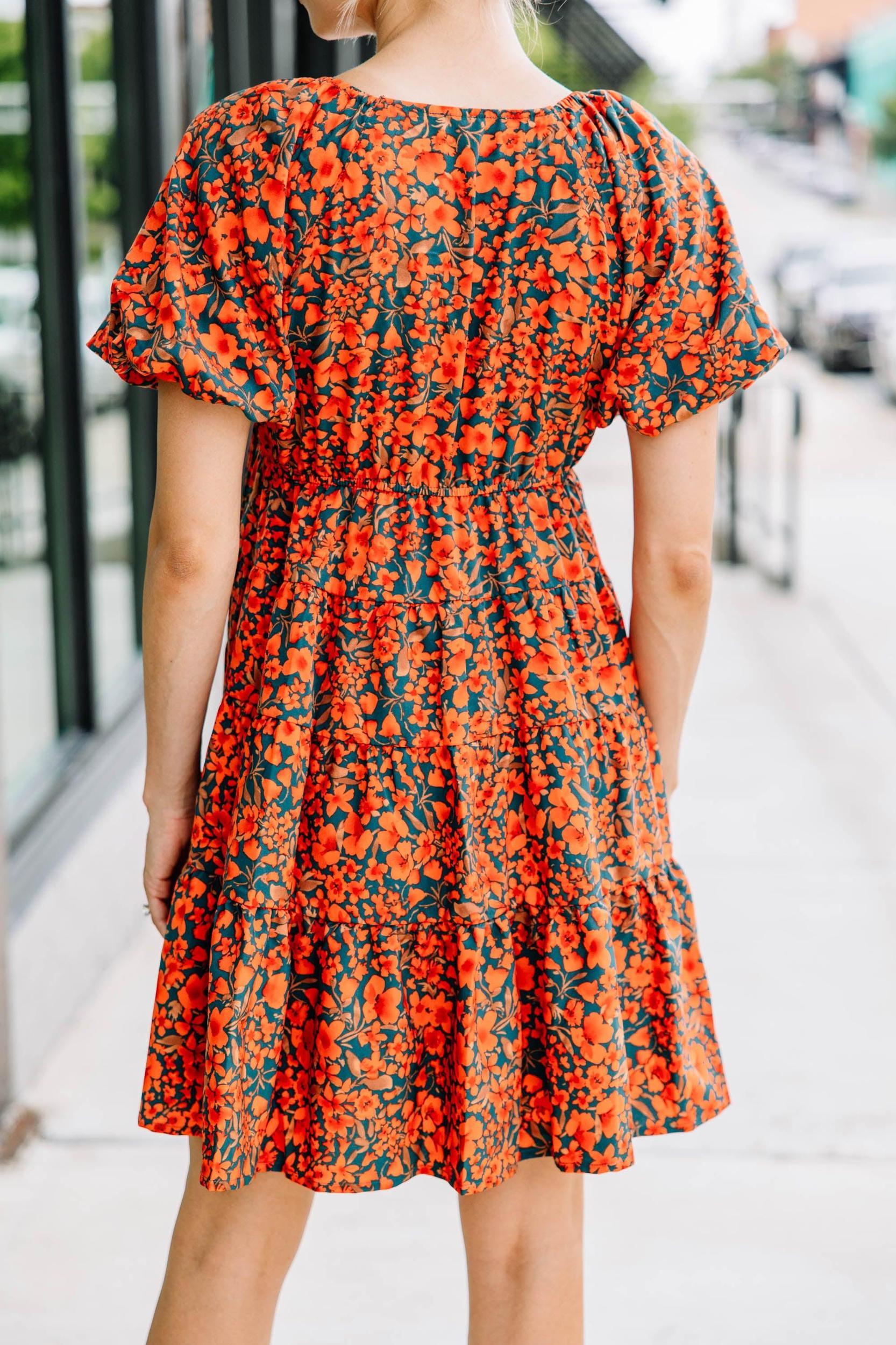 Right Place Right Time Hunter Green Floral Dress Female Product Image