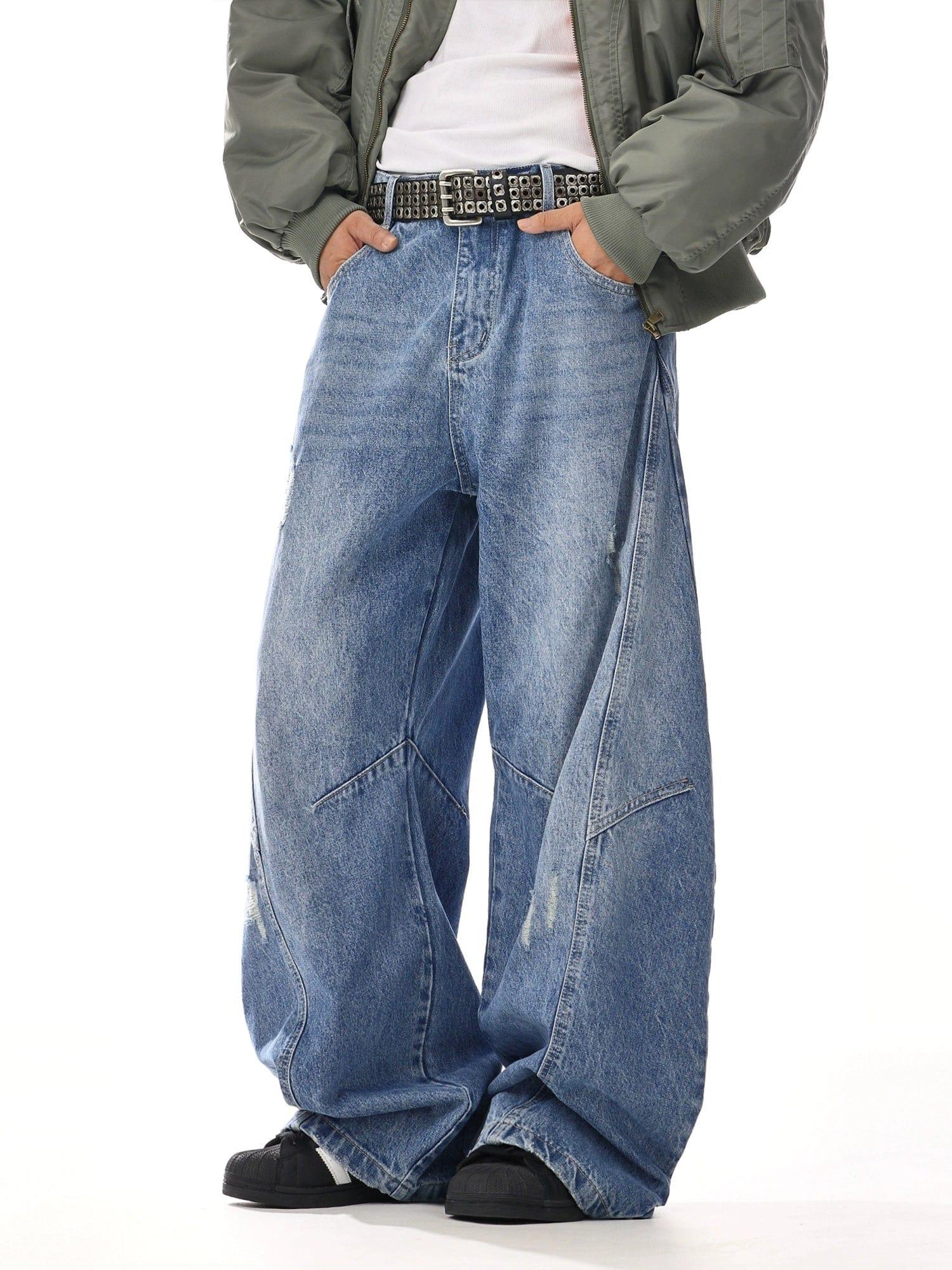 RT No. 12061 BLUE SCIMITAR BAGGY STRAIGHT DENIM JEANS Product Image