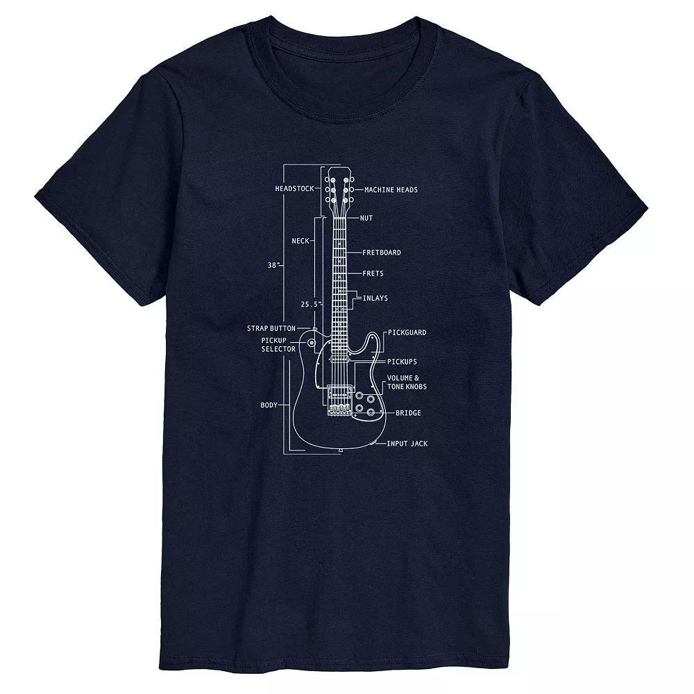 Men's Guitar Diagram Tee, Size: XXL, Blue Product Image