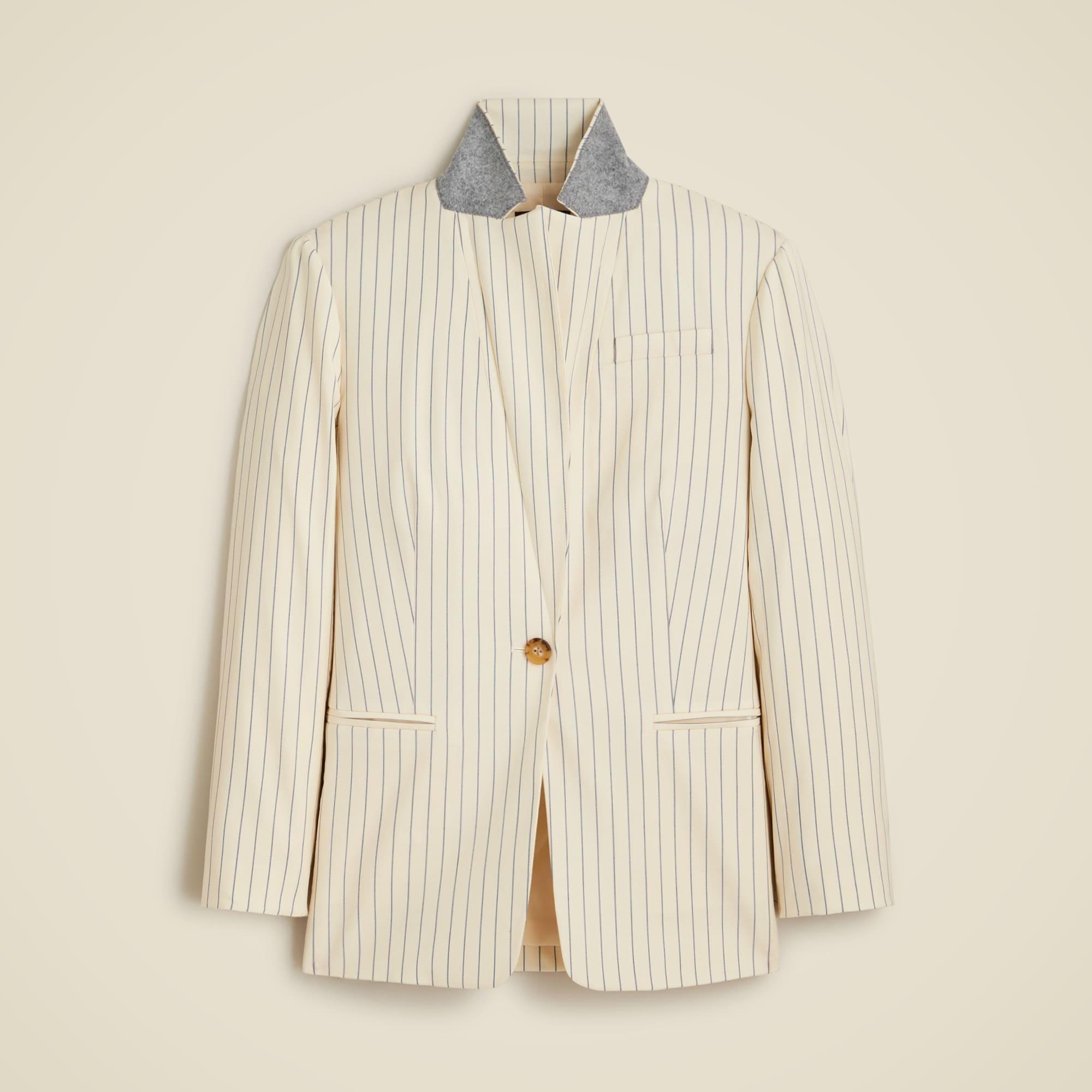 Collection classic blazer in ivory pinstripe Italian wool blend Product Image