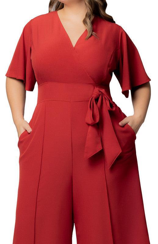 Paprika Evelyn Wide Leg Cropped Jumpsuit - Plus Product Image