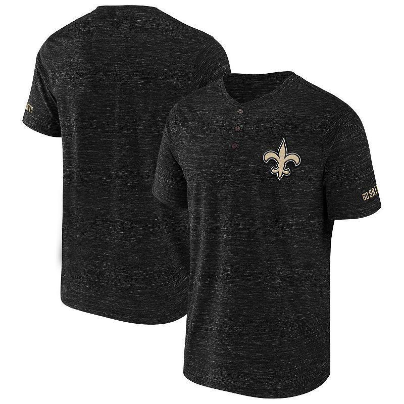 Men's NFL x Darius Rucker Collection by Fanatics Black New Orleans Saints Slub Henley T-Shirt, Size: Small Product Image