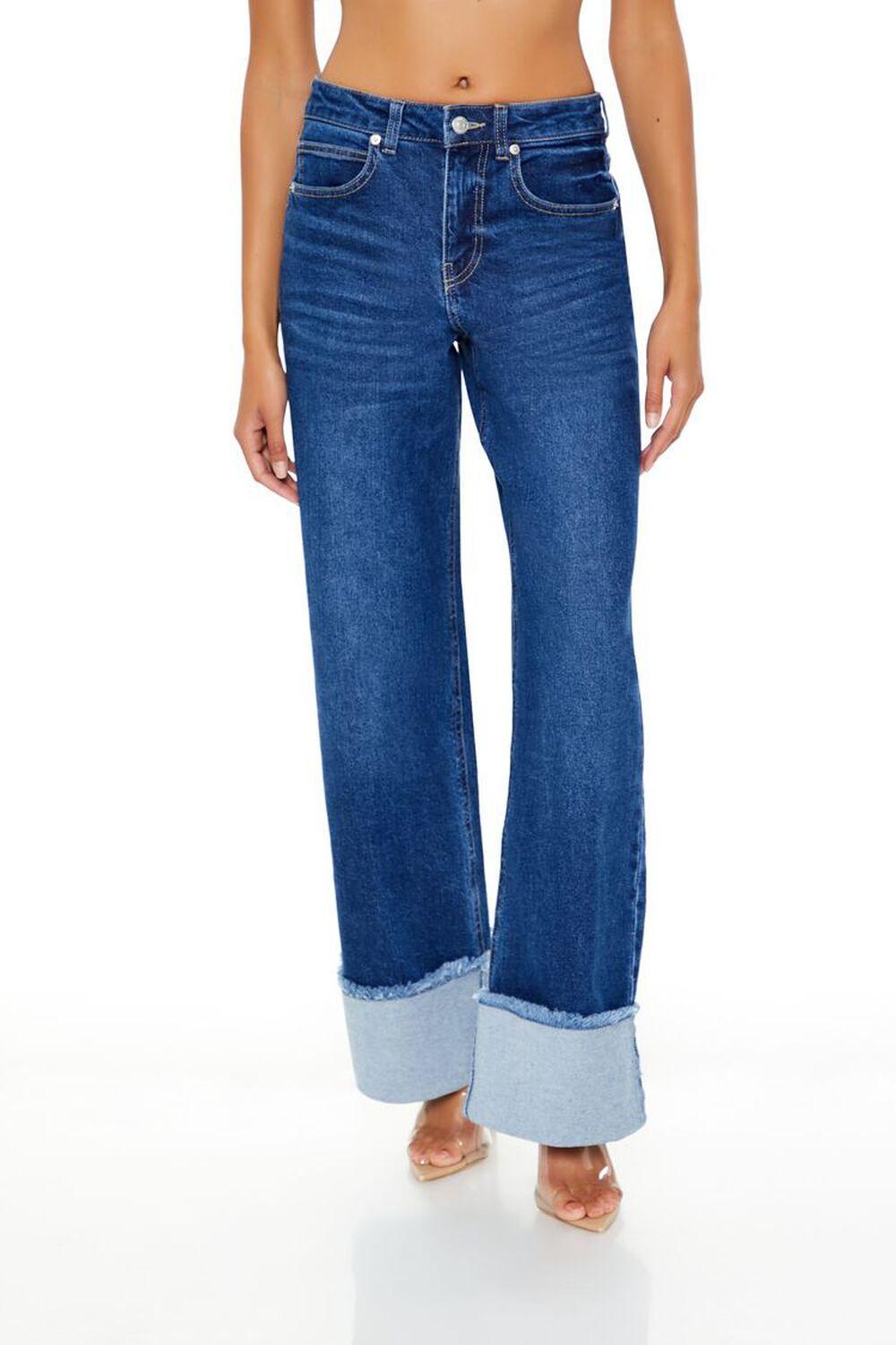 Frayed Cuffed High-Rise Jeans | Forever 21 Product Image
