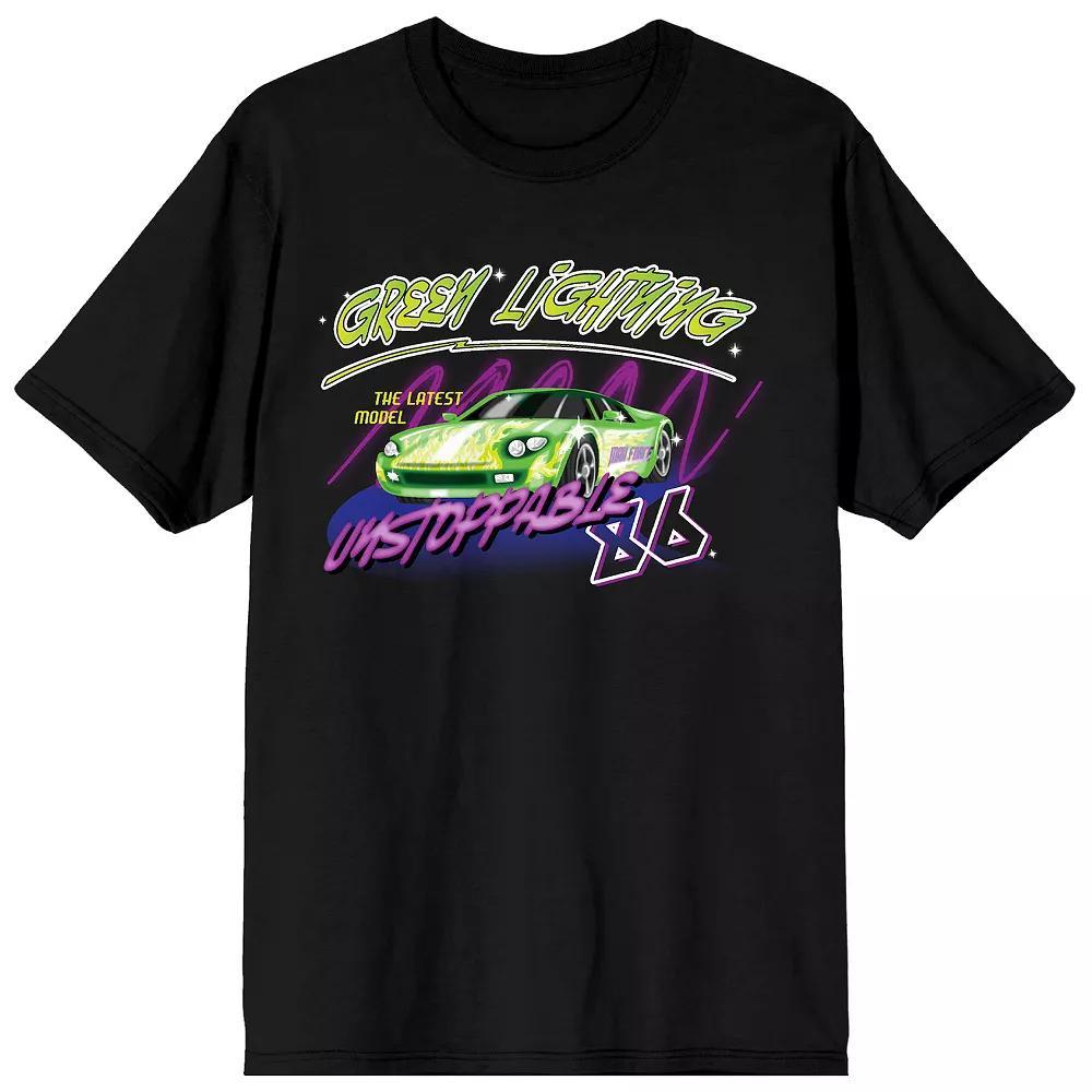 Men's Car Fanatic Green Fire Race Tee, Size: XL, Black Product Image