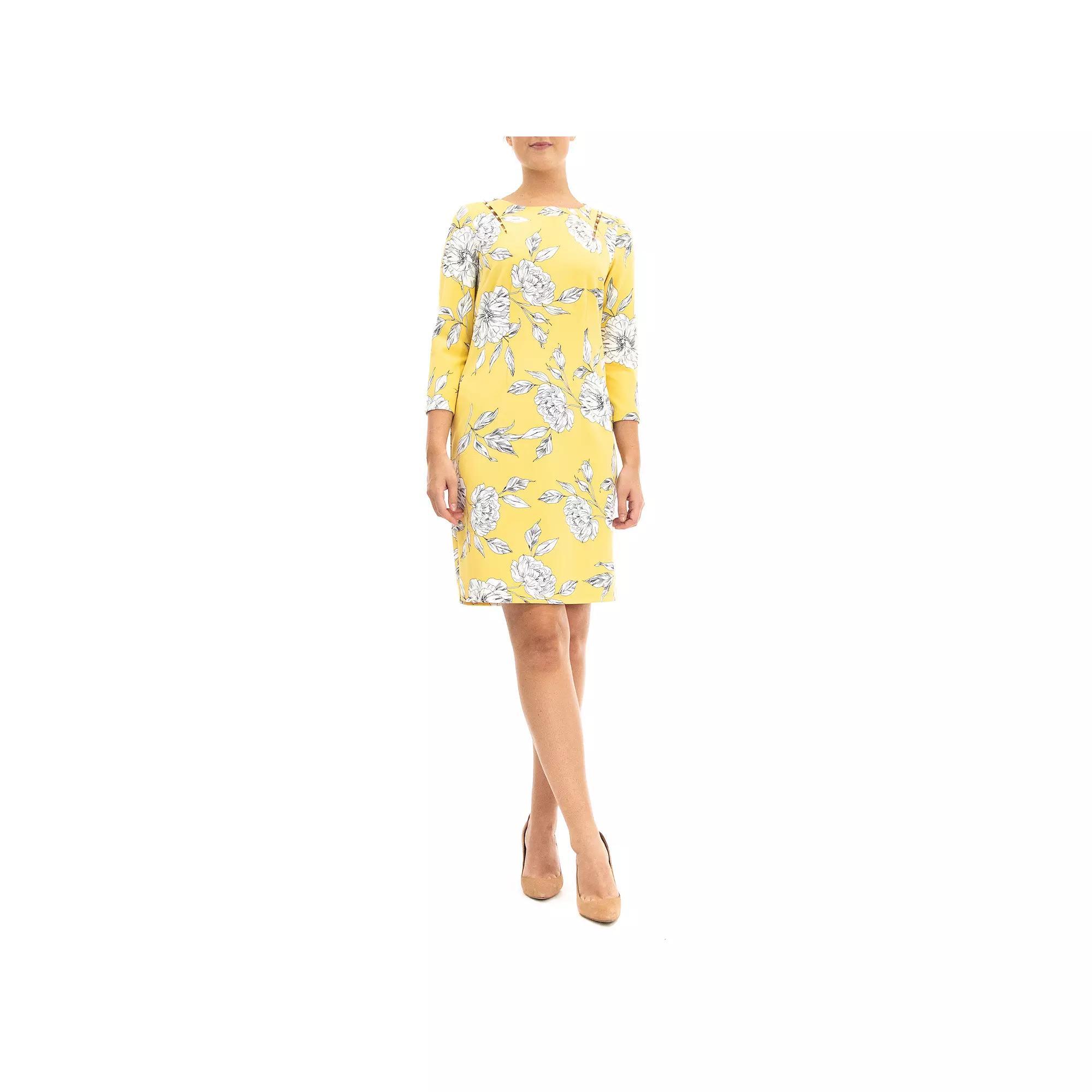 Women's Nina Leonard Slit Detail Sheath Dress, Size: XL, Yellow Team Product Image
