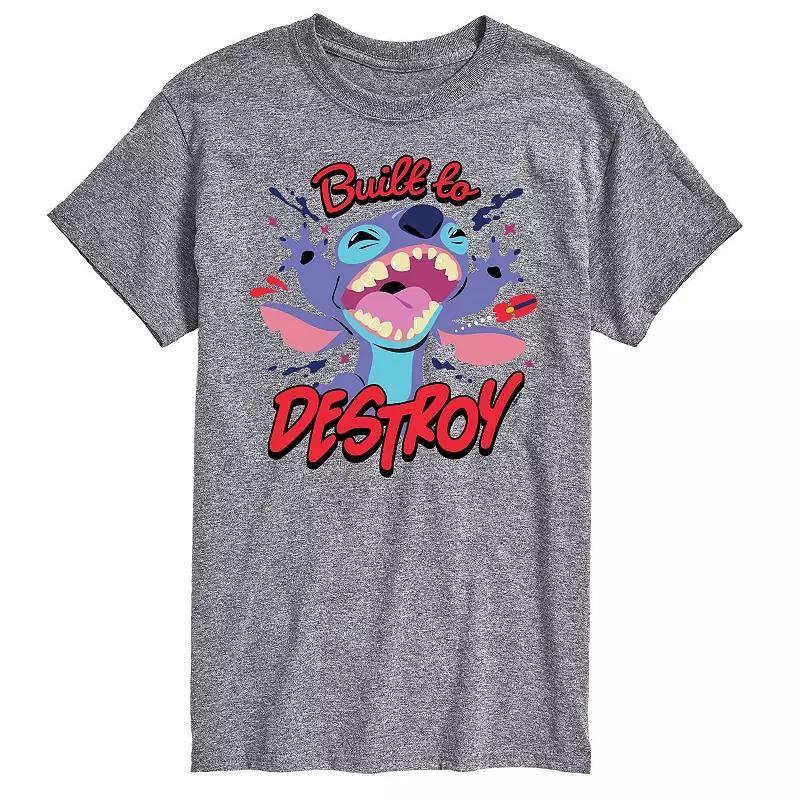 Disneys Lilo & Stitch Big & Tall Built To Destroy Graphic Tee, Mens Product Image