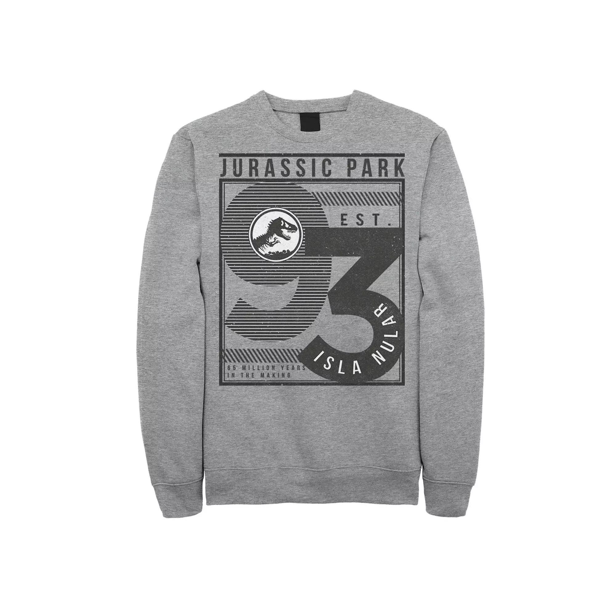 Men's Jurassic Park Est. 93 Isla Nublar Poster Sweatshirt, Size: XL, Athletic Grey Product Image