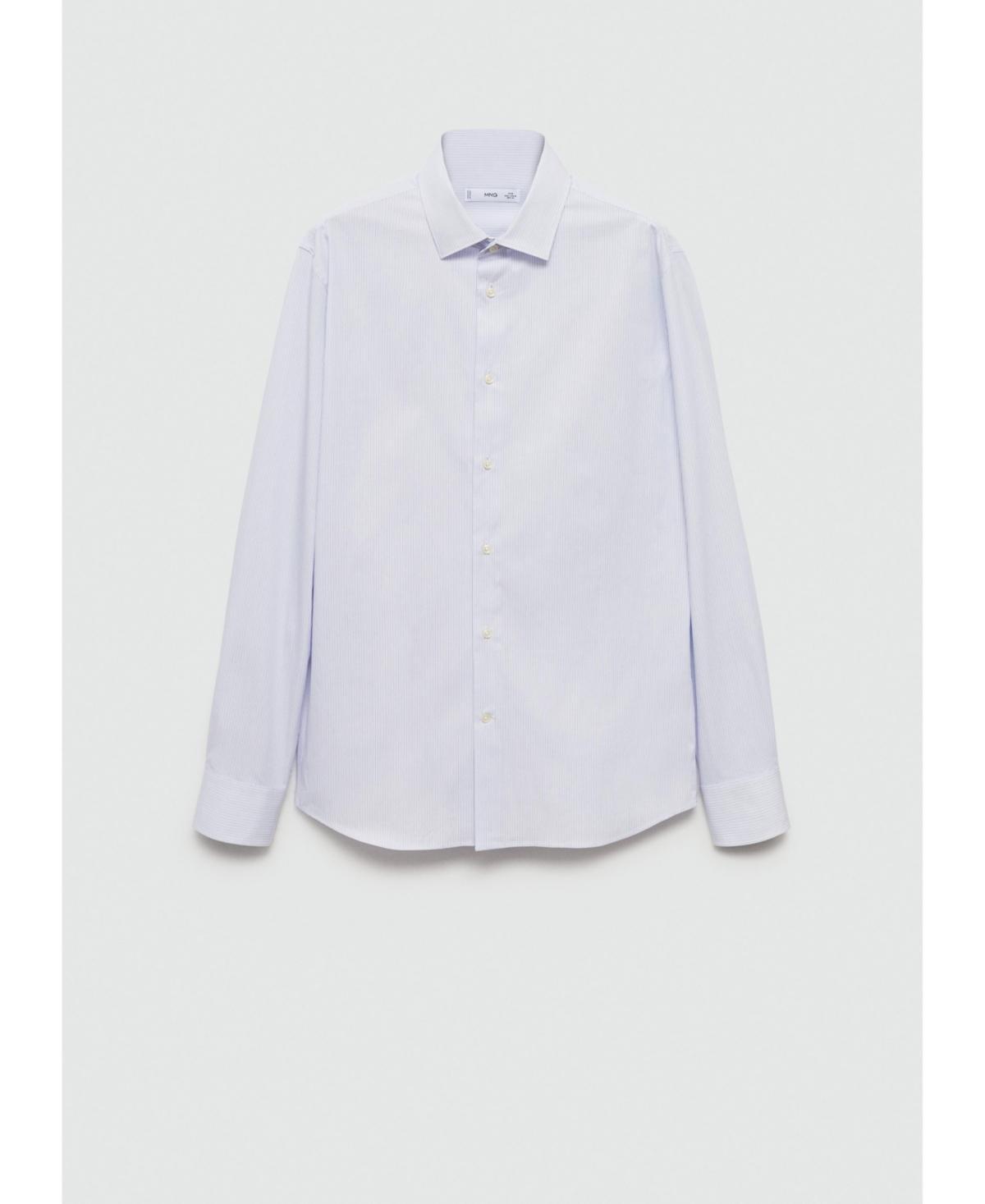 Slim fit fine-striped cotton shirt - Men | MANGO USA Product Image