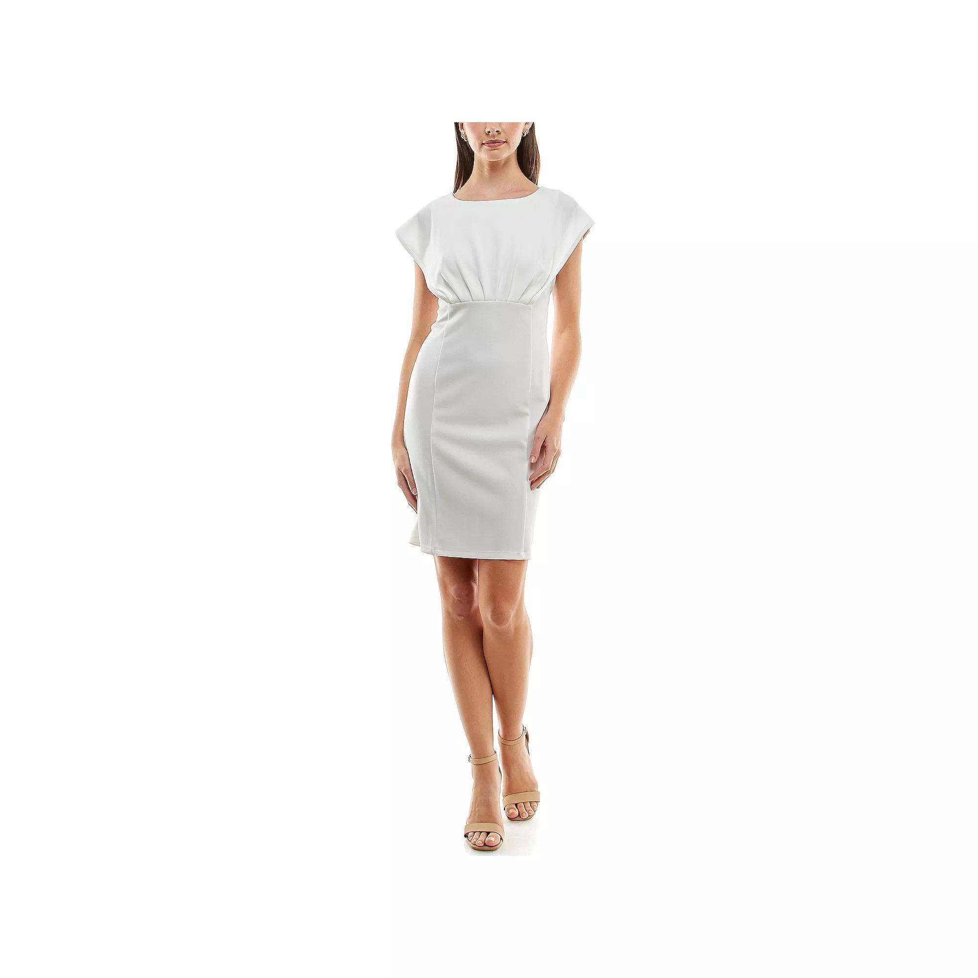 Women's Nina Leonard Scoop Neck Sheath Dress, Size: XL, Ivory Product Image