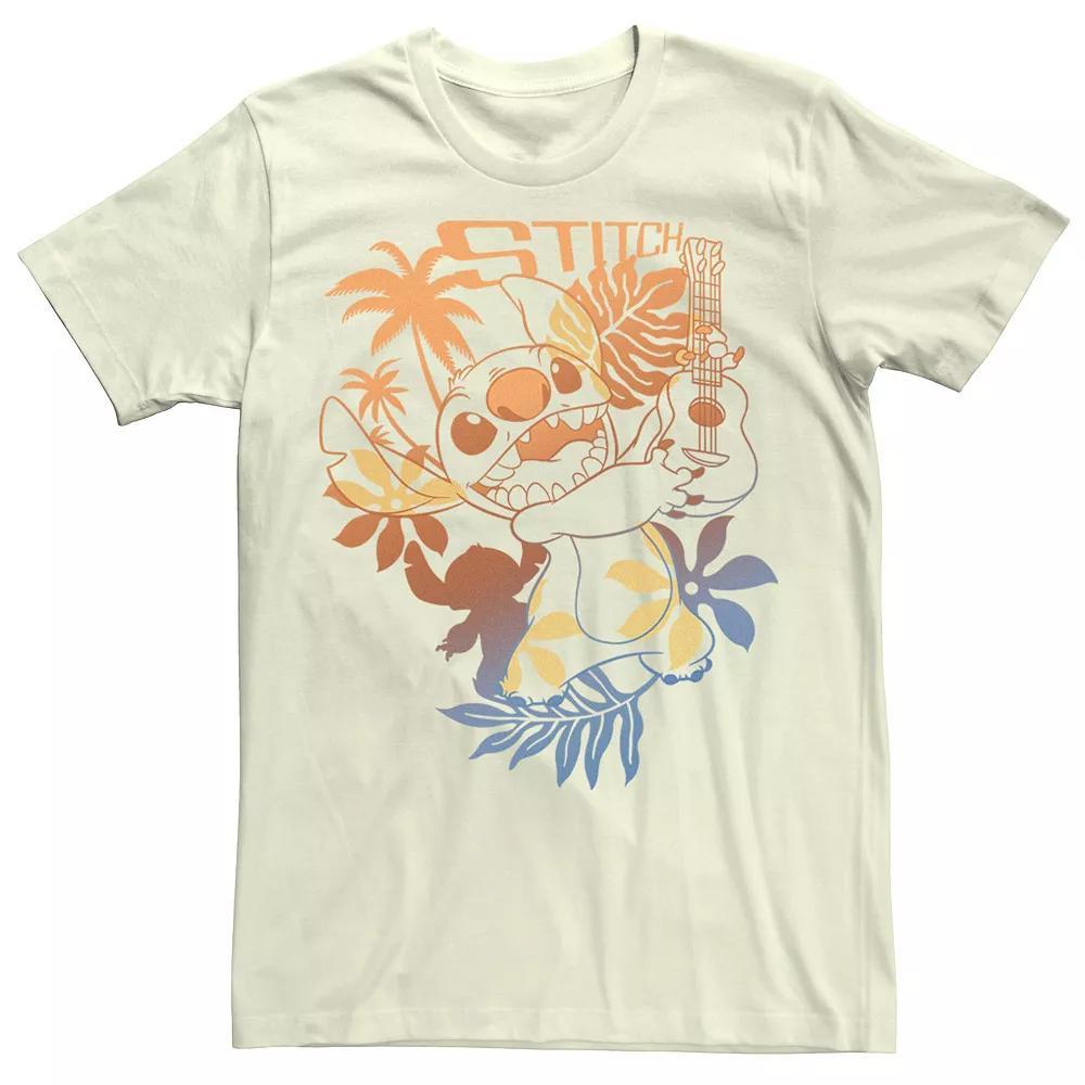 Disney's Lilo & Stitch Ukulele Tropical Portrait Outline Men's Tee, Size: Large, Natural Product Image