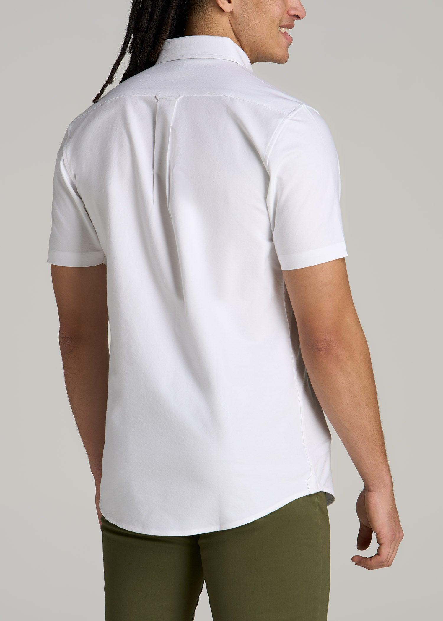 Short Sleeve Oxford Button Shirt For Tall Men in Black Product Image