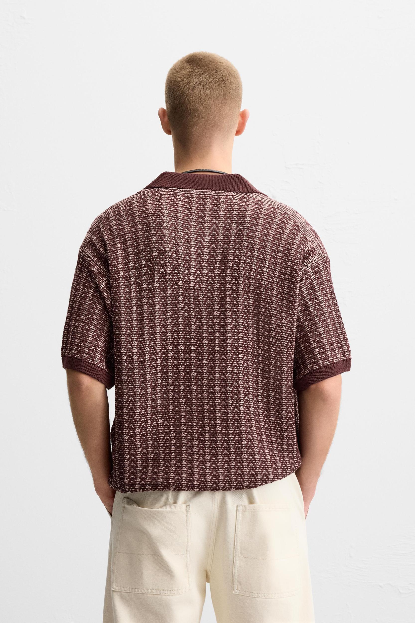 CONTRAST TEXTURED KNIT POLO Product Image